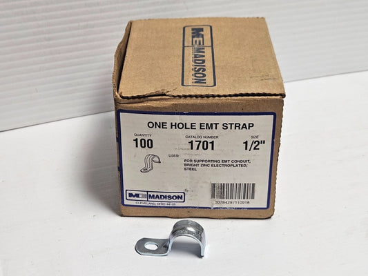 NEW LOT OF 100 MADISON ME 1 HOLE CONDUIT STRAP 1701 1/2"