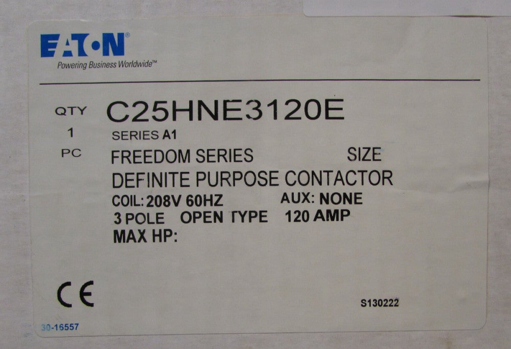 EATON CUTLER HAMMER Definite Purpose Contactor 3 Pole 120 Amp 208V C25HNE3120E