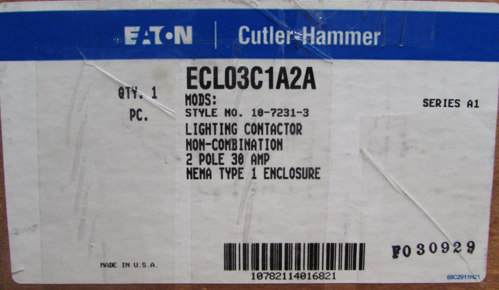 EATON CUTLER HAMMER ECL03C1A2A 2 Pole 120 V Lighting Contactor Nema 1 Enclosure