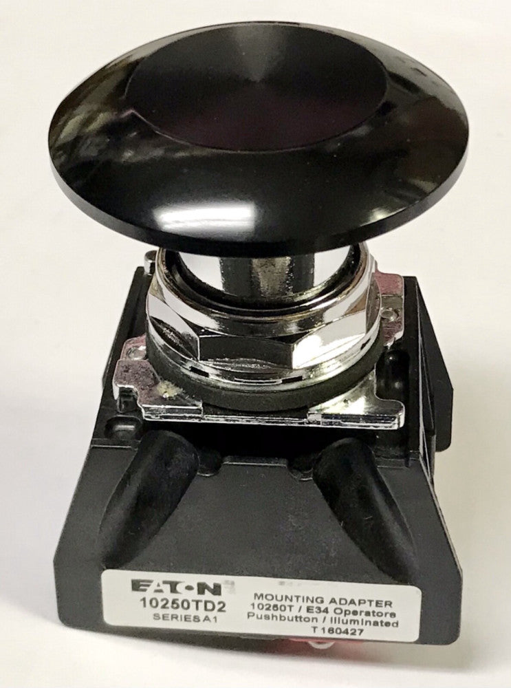 EATON 10250T712B GR1 BLACK Mushroom Head Pushbutton Jumbo W/ 10250TD3 Mounting