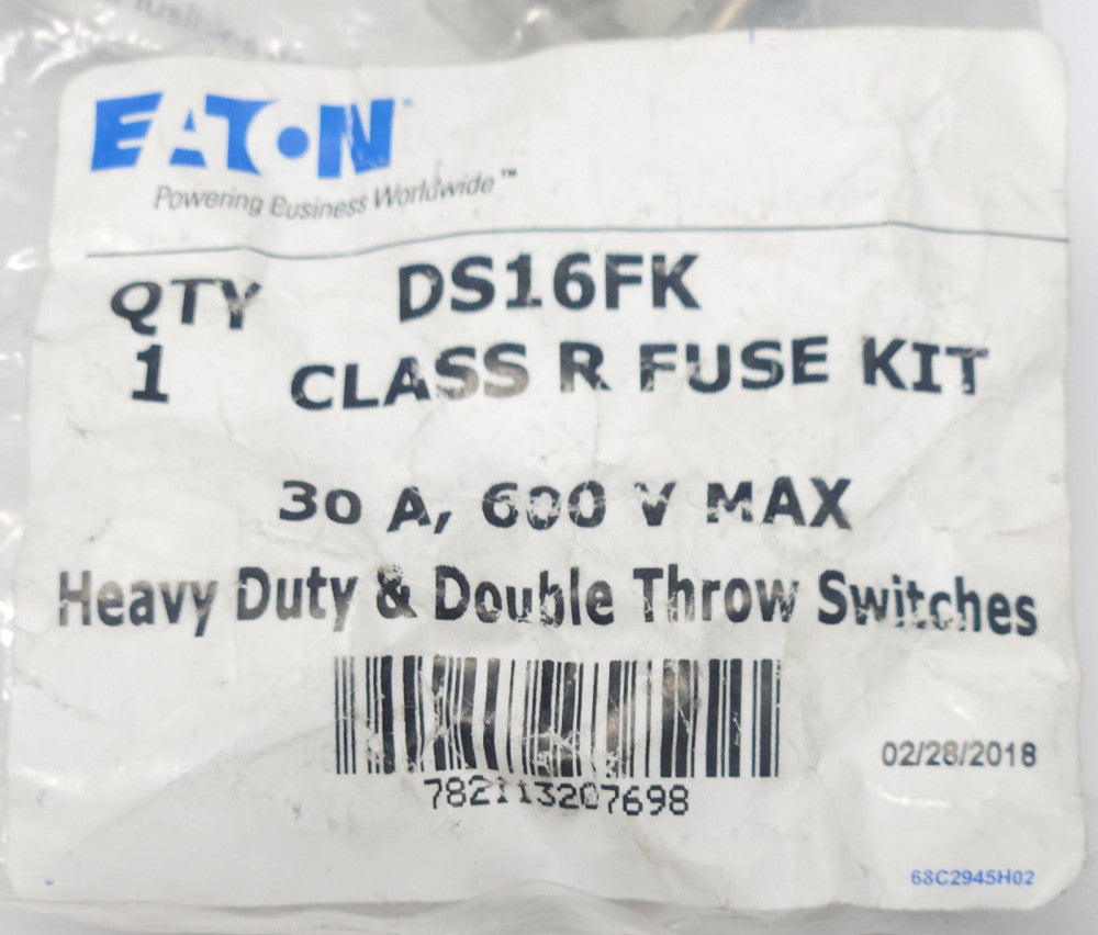 EATON CUTLER HAMMER DS16FK 30 AMP 600 VAC Heavy Duty CLASS R FUSE CLIP KIT FOR S