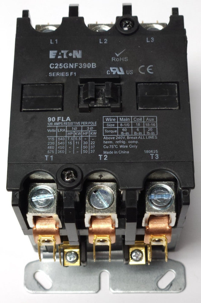 EATON C25GNF390B 3 Pole 90 AMP 208-240 VAC Contactor