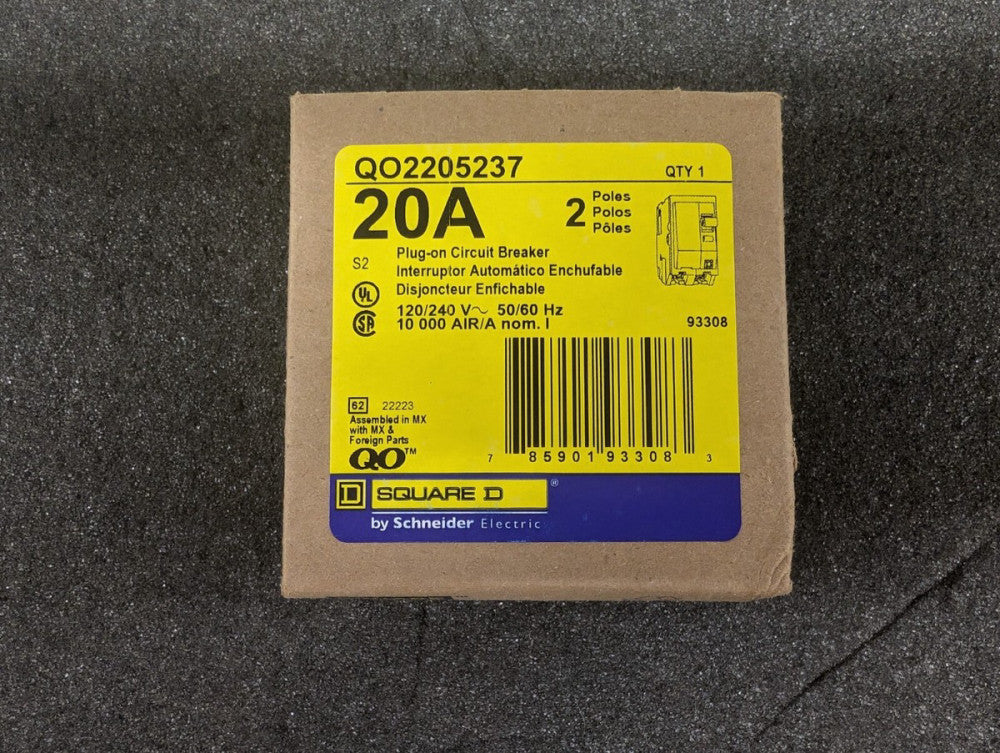 New, SE, QO2205237, SQUARE D - MINIATURE CIRCUIT BREAKER 120/240V 20A
