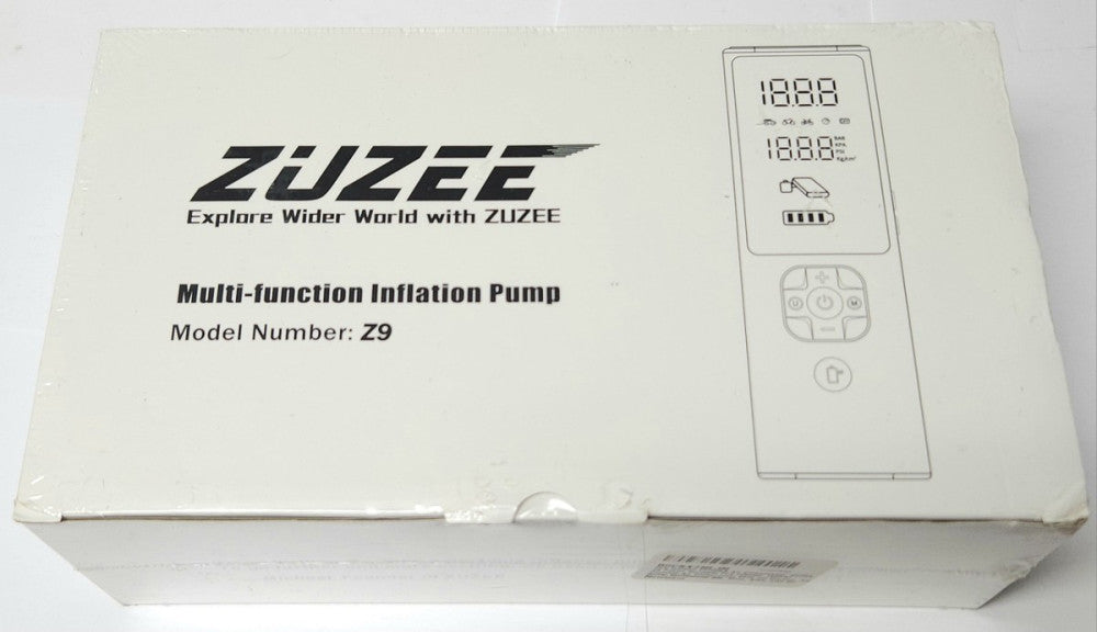 SEALED ZUZEE MODEL Z9 MULTI Function Inflation Pump 150 PSI HD Display MOTO BIKE