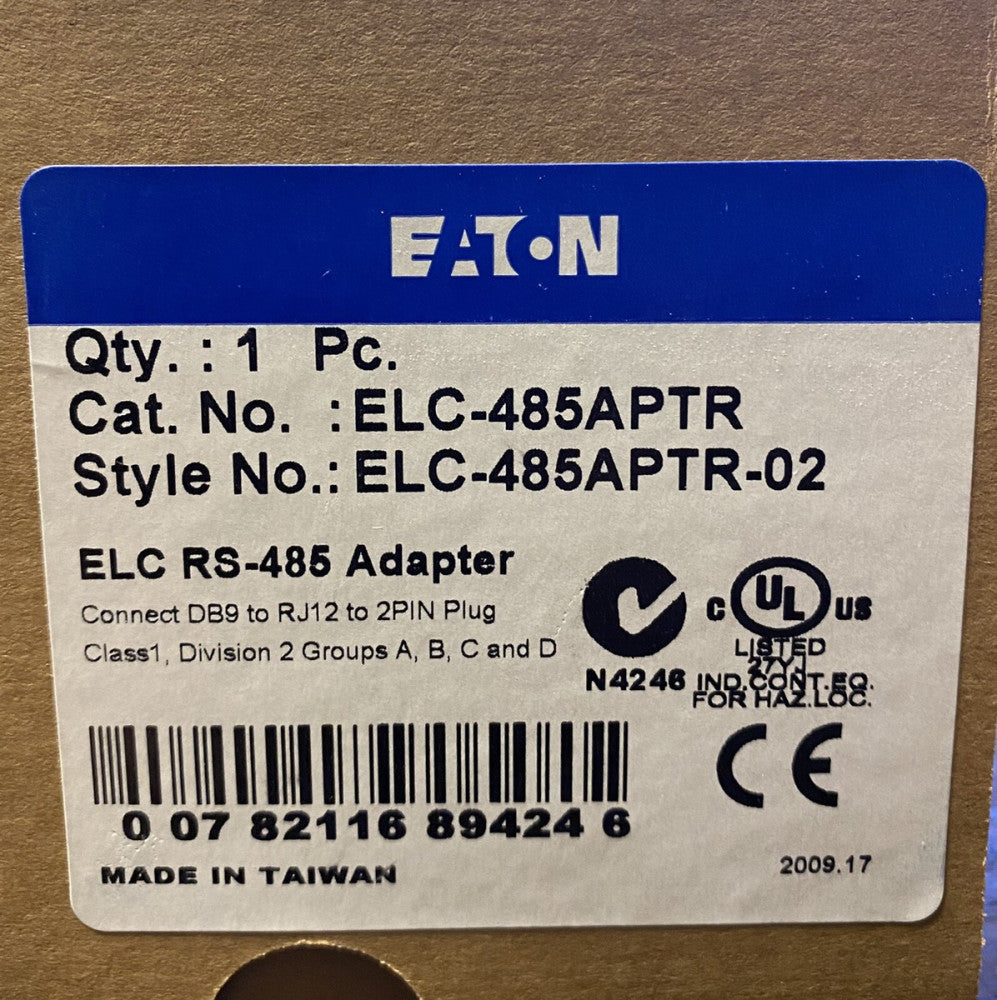 EATON CUTLER HAMMER ELC 485APTR ELC RS-485 Adapter ELC-485APTR-01