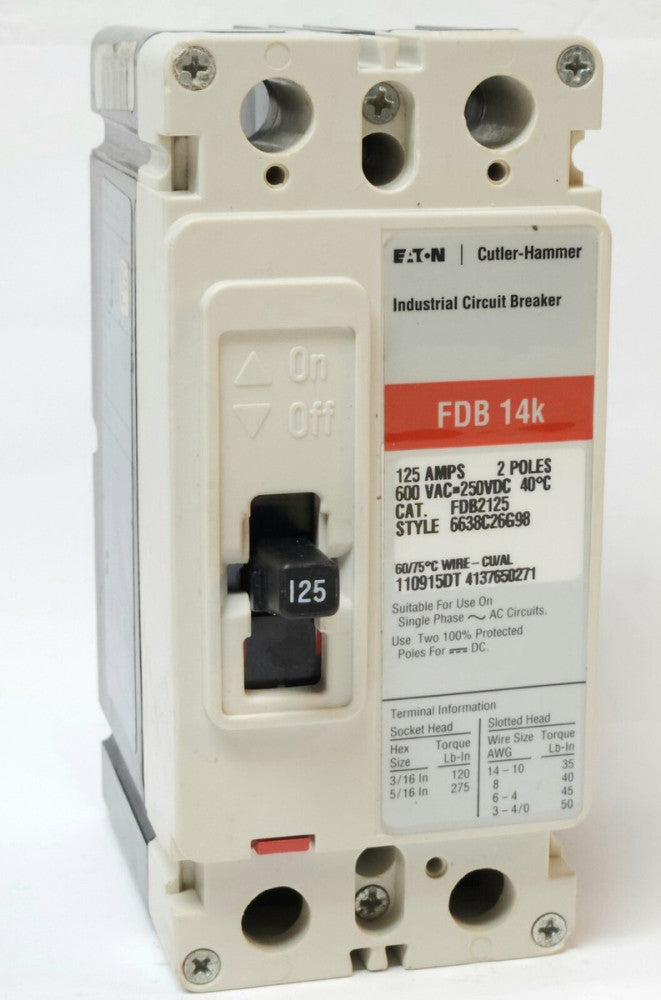 EATON CUTLER HAMMER FDB2125 2 Pole 125 AP Type FDB