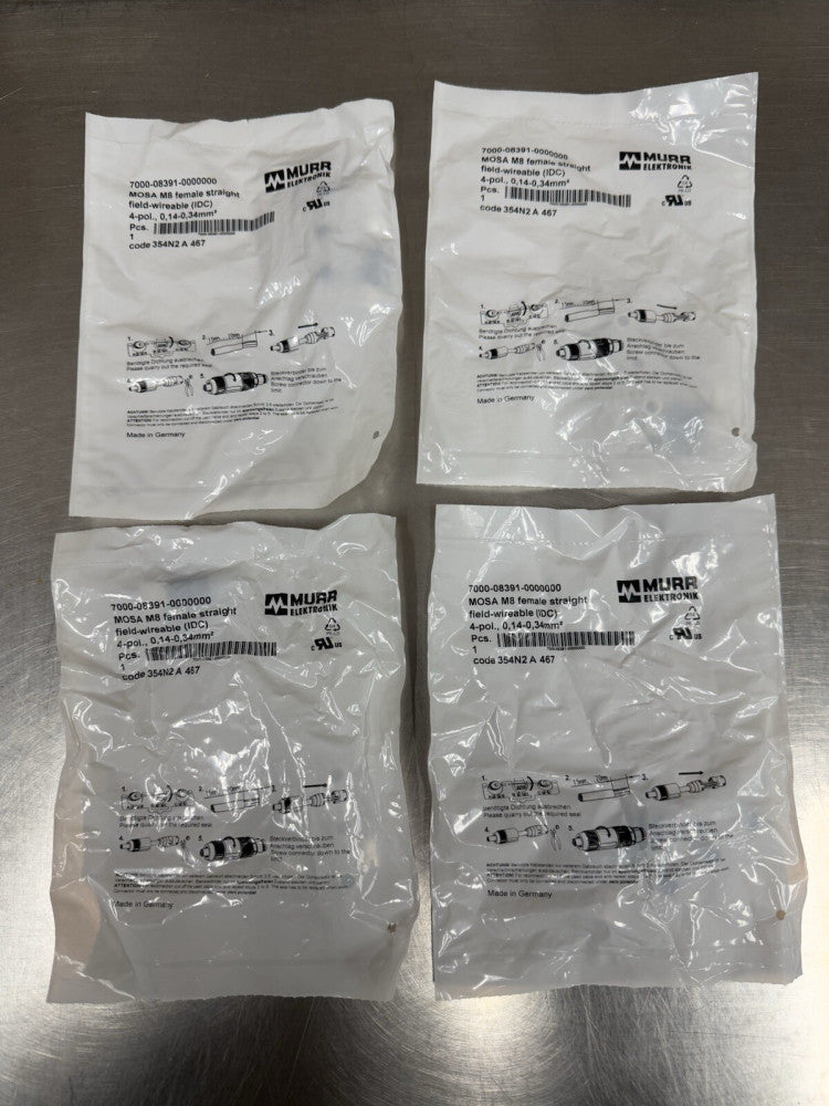 Lot of 4 - MURR 7000-08391-0000000 Mosa M8 Female Stright Field Wireable New