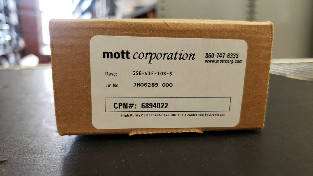 New, Open box, Mott Corporation, GSE-V1F-10S-S,  1/4" FVCR , LAM Custom