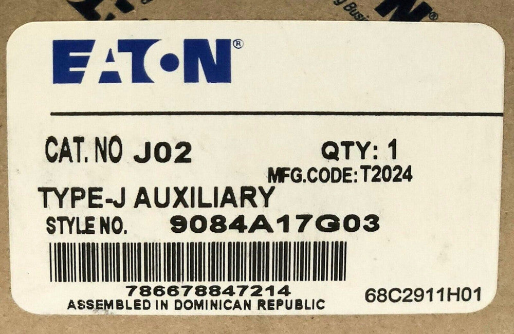 EATON CUTLER HAMMER J02 A200 Type J Auxiliary Contact 2 NC 9084A17G03