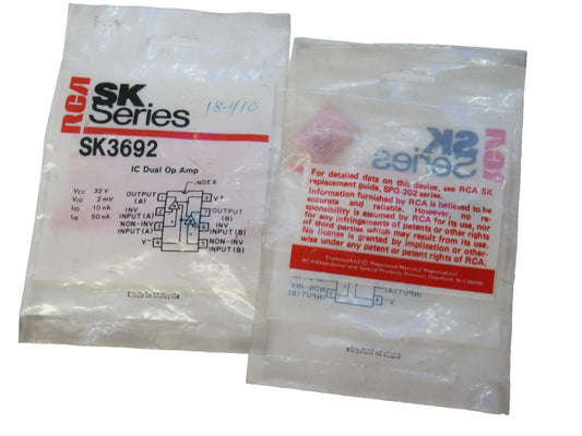 RCA SK3692 SK Series IC Dual Op Amp (New - Lot of 2)