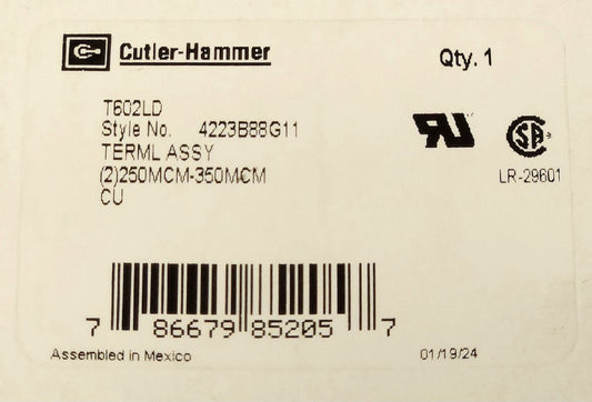 EATON CUTLER HAMMER T602LD L Frame Type LD HLD CU Copper Lug Terminal 350-250mcm