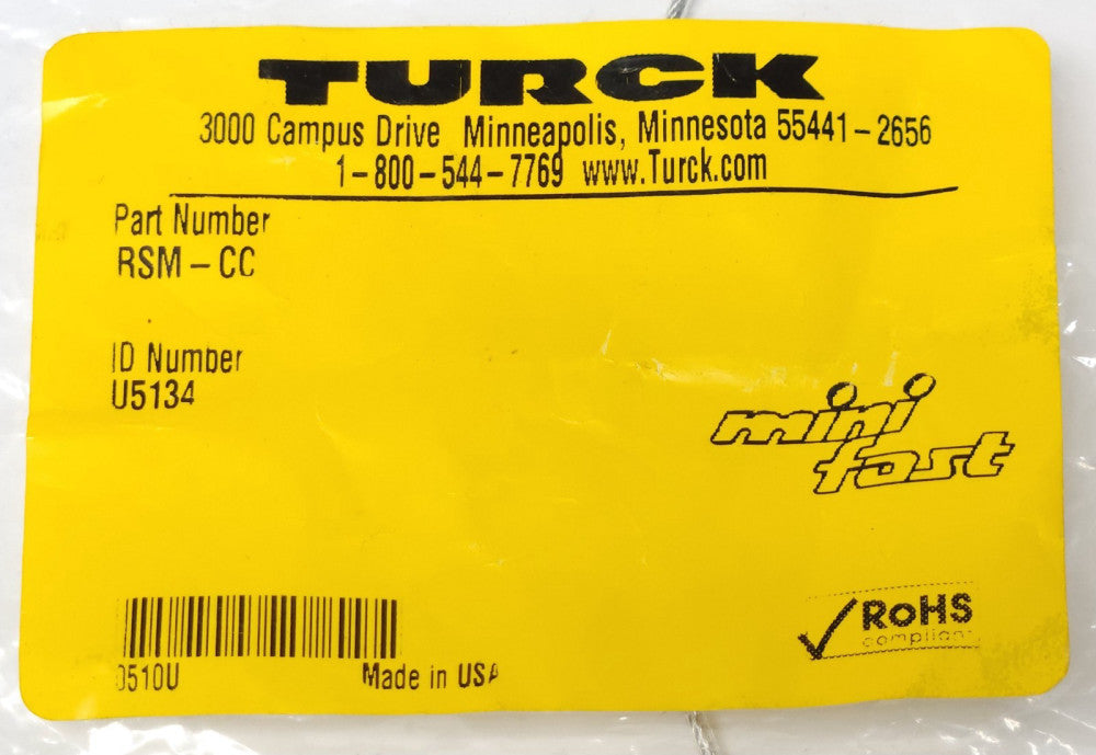 TURCK RSM-CC Mini Fast Cord Cable Closure Cap U5134 Stainless Steel