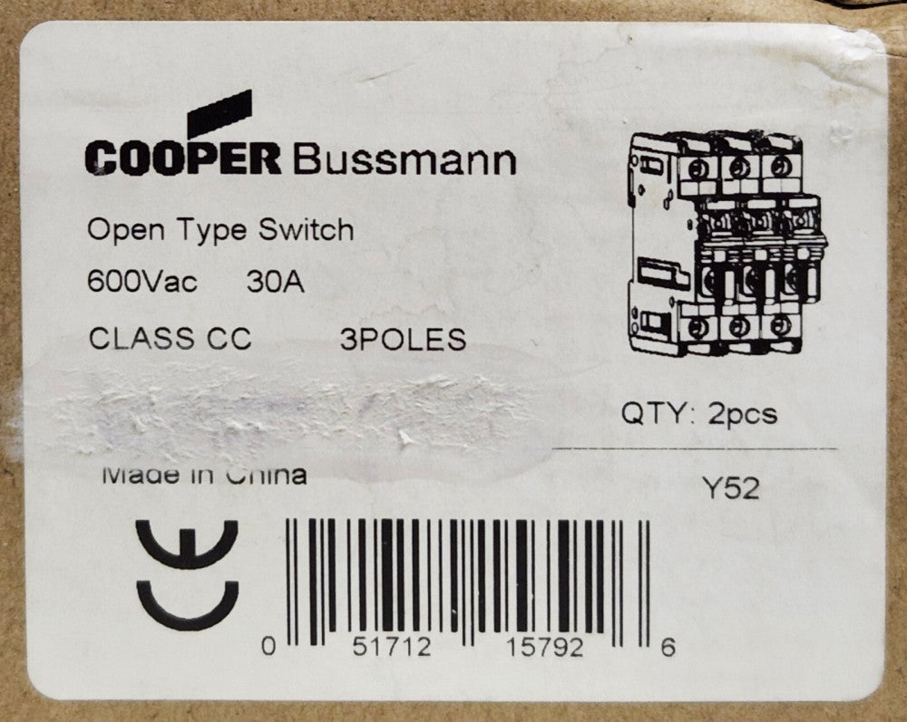 BOX OF 2 COOPER BUSSMANN CHM3DIU Series CHM 30 AMP 32 AMP 600 VAC 690 VAC Fuse