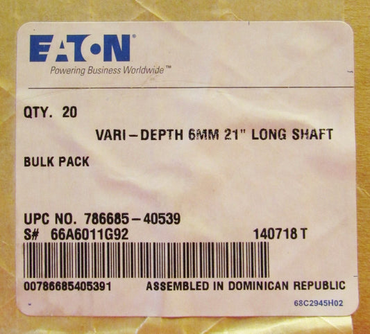 EATON CUTLER HAMMER 6MM 21" Long Vari Depth Rotary Shaft 66A6011G92