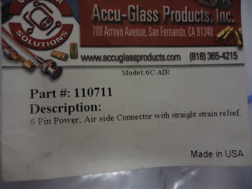 110711 ACCU-GLASS 6 Pin Power, Air Side (Mil-C-5015) Connector Brand New!