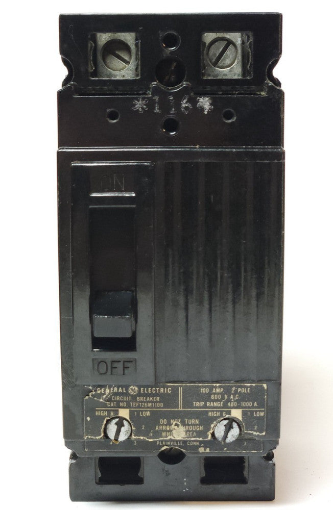 GE TEF126M1100 2 Pole 100 AMP Type TEF TRIP Adjust Circuit Breaker Range 400-100