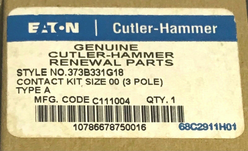 EATON CUTLER HAMMER A200 Size 00 3 Pole Contact Kit 3733B331G18