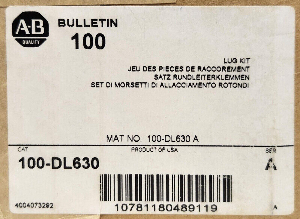 ALLEN BRADLEY 100 DL630 2/0 500 MCM Copper Lug Terminal Kit 40798 097