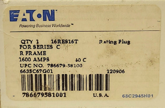 EATON CUTLER HAMMER 16RES16T R Frame 1600 AMP Rating Plug Type RD 6635C67G01