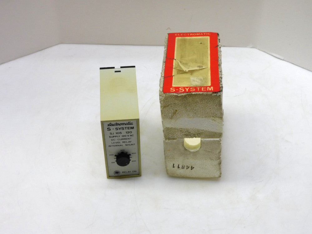 ELECTROMATIC S-SYSTEM SP105 120 SUPPLY 120VAC DC CURRENT LEVEL RELAY 100-500MA
