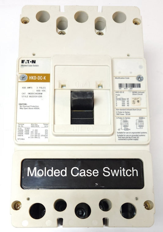 EATON CUTLER HAMMER HKDDC3400KW 3 Pole 400 AMP Type HKD-DC-K Molded Case Switch