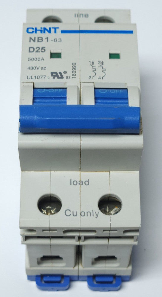 CHINT NB1 63 2P D25 2 Pole 25 AMP 480 VAC NB1-63 D25 Circuit Breaker