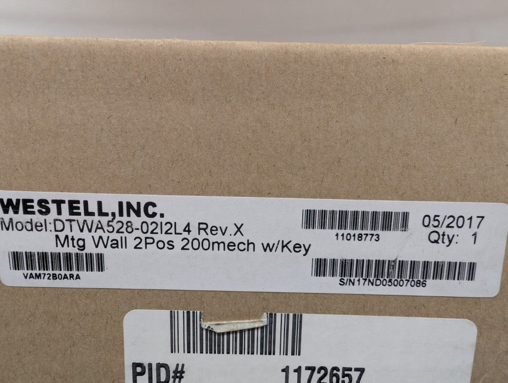 MFG Refurbished, Westell, DTWA528-02I2L4, MTG WALL 2POS 200MECH W/ KEY