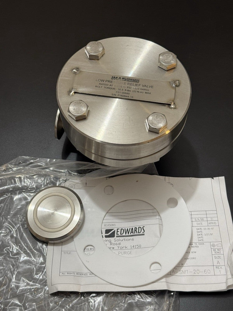 IMA Edwards Low Pressure Relief Valve 0.2 PSI F01-00680 - New Unused