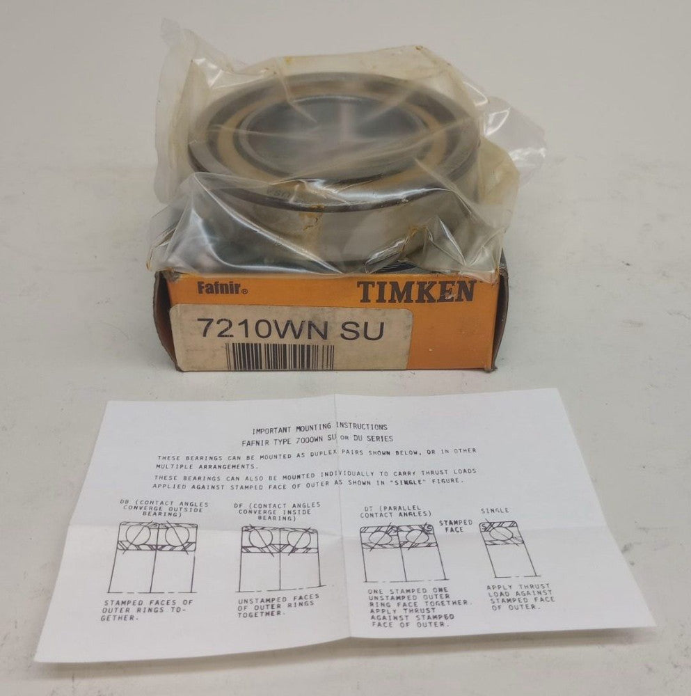 Timken 7210WN SU Angular Contact Bearing 50X90X20mm 7210WN-SU