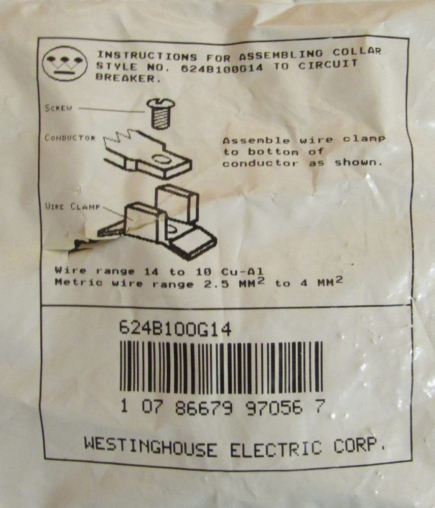 Cutler Hammer Westinghouse E+F Bkr Frame Lug Collar Terminal Assembly 624B100G14