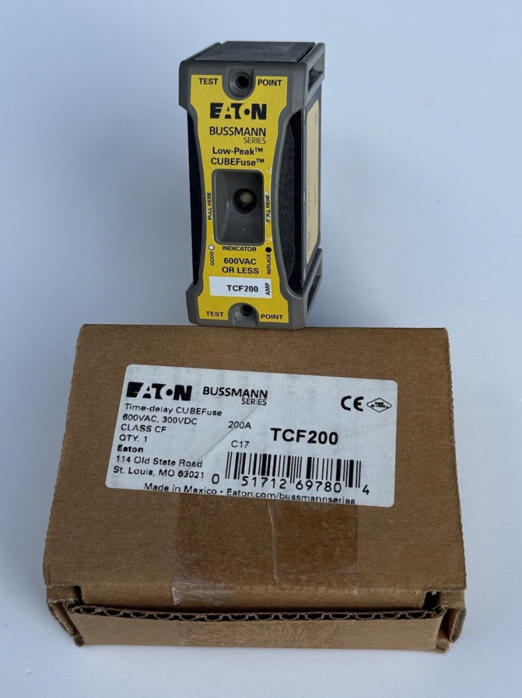 Eaton TCF200 Time Delay Fuse CUBEFuse 600VAC, 300VDC, 200A CF - New