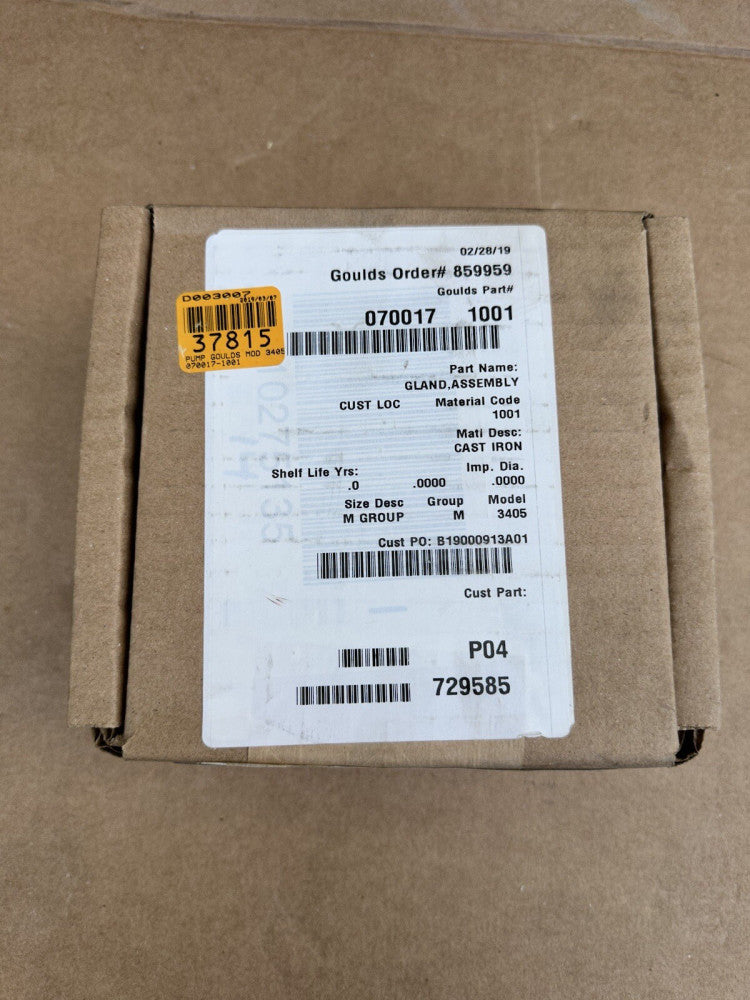 New GOULDS 070017 1001 Gland Assembly for 3405 Pumps