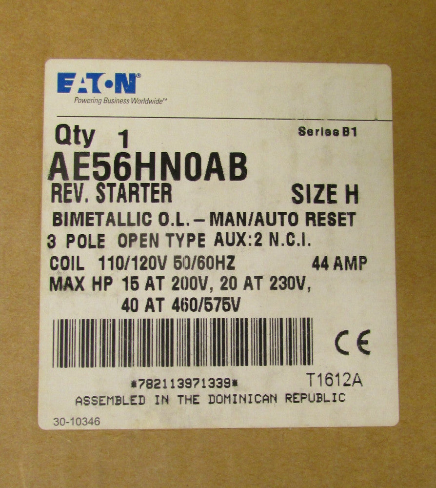 EATON CUTLER HAMMER AE56HN0AB Size H 44 Amp 110/120V Reversing Starter