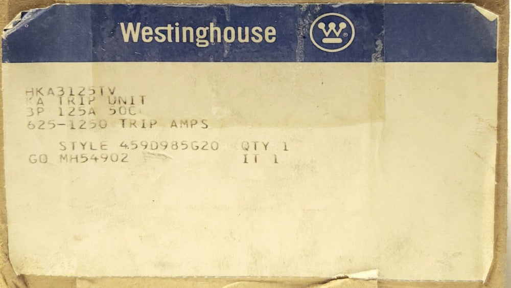 Westinghouse  HKA3125TV 3 pole125 amp HKA3125T 50 DEGREE Trip Unit
