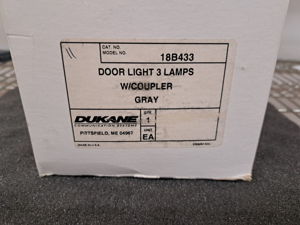 New, Dukane, 18B433, DOOR LIGHT 3 LAMPS + COUPLER ELAPSED TIMER KIT GRAY