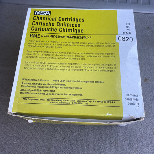 Box Of 10 MSA Multi Gas Chemical Cartridges 492790  Comfo Respirator GME