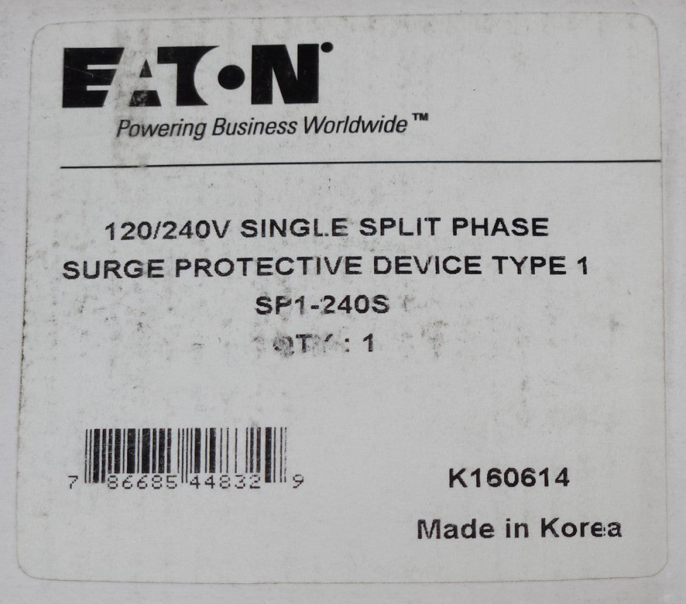 EATON CUTLER HAMMER SP1 240S 120 240 Volt Single Spilt Phase SPD Surge Protectiv