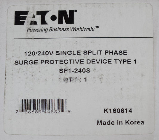 EATON CUTLER HAMMER SP1 240S 120 240 Volt Single Spilt Phase SPD Surge Protectiv