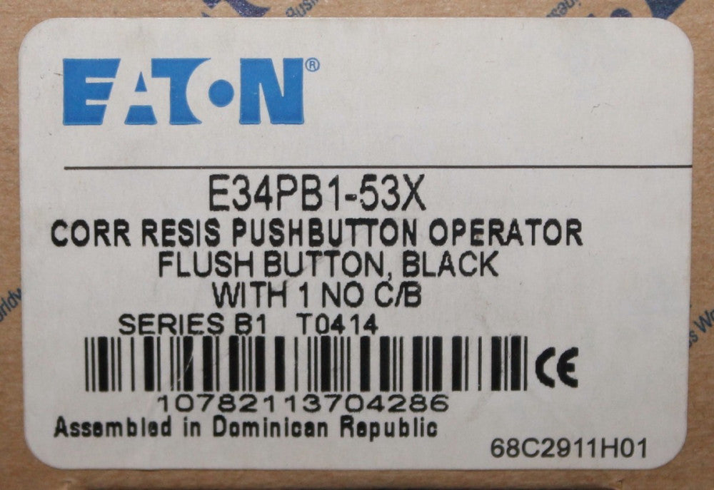 EATON CUTLER HAMMER E34PB1 53X Black Corrosion Resistant Push Button 1NO Contact