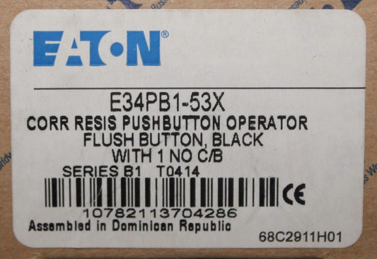 EATON CUTLER HAMMER E34PB1 53X Black Corrosion Resistant Push Button 1NO Contact
