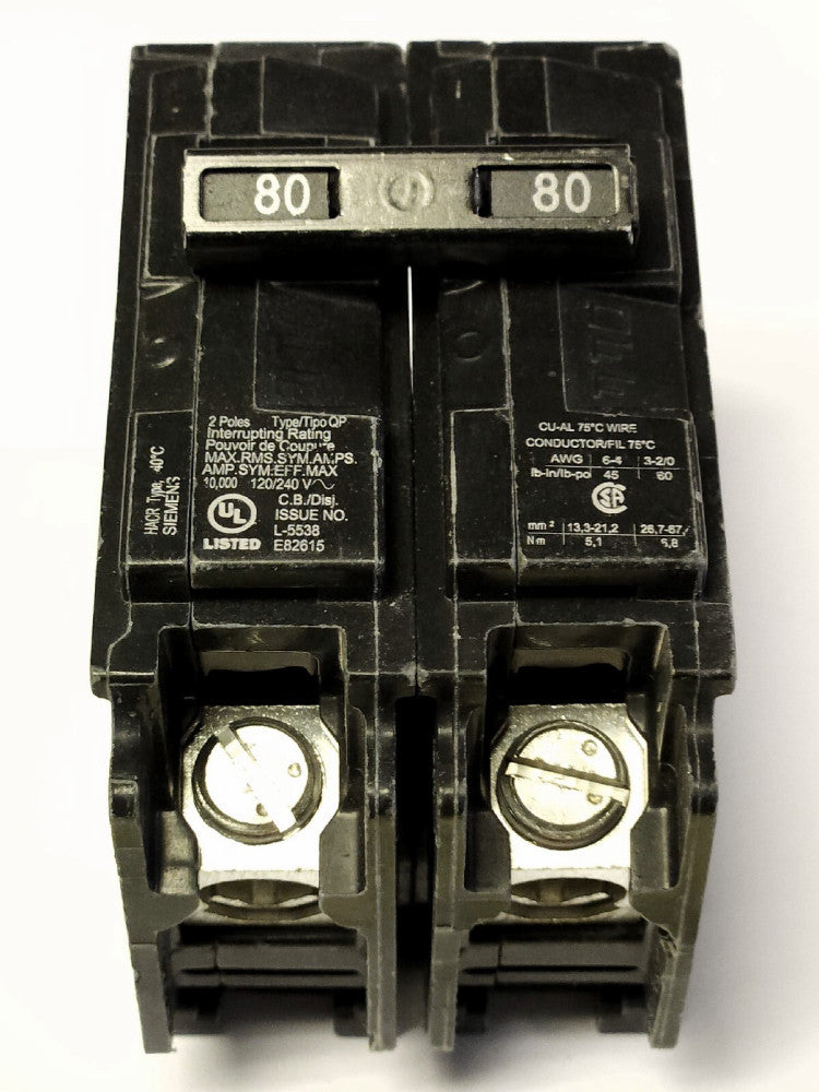 SIEMENS Q280 2 Pole 80 AMP Type QP Circuit Breaker