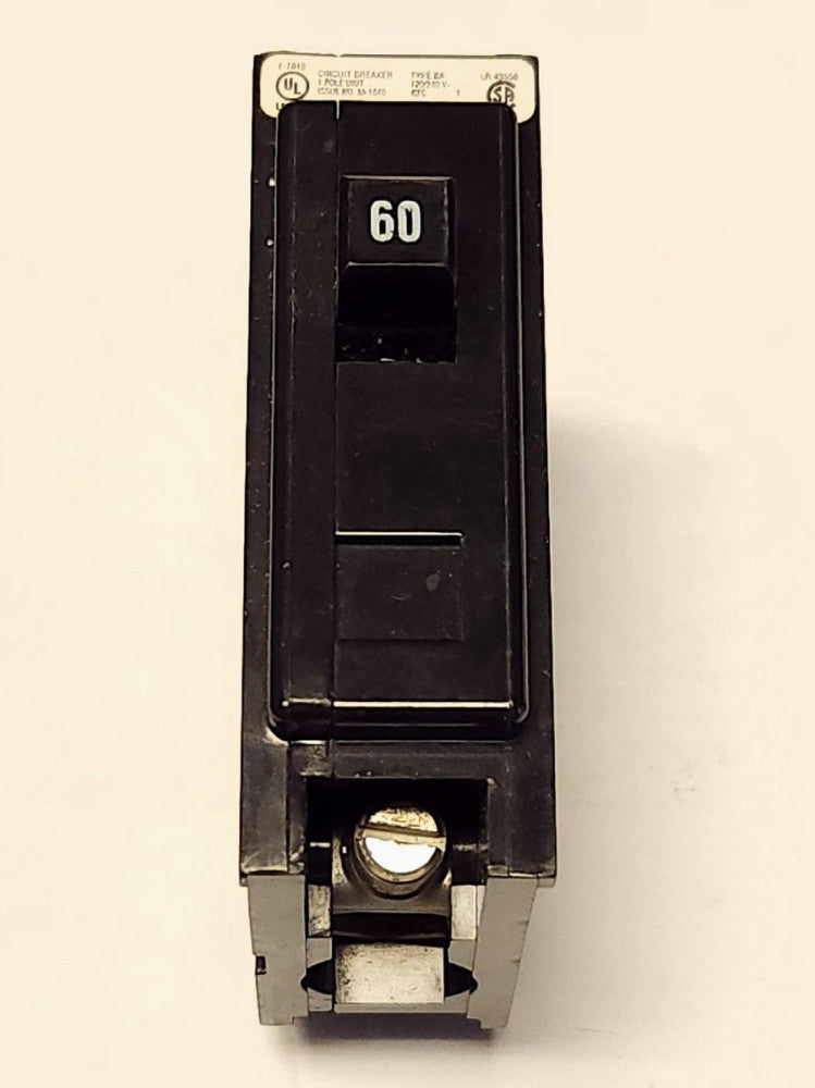 EATON CUTLER HAMMER BAB1060 Single Pole 60 AMP Type BA BAB Circuit Breaker