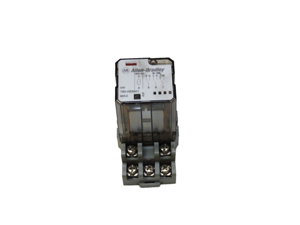 Allen Bradley 700-HB33A1 Ser E Relay W/ Base NR82 Ser B 15A 300V
