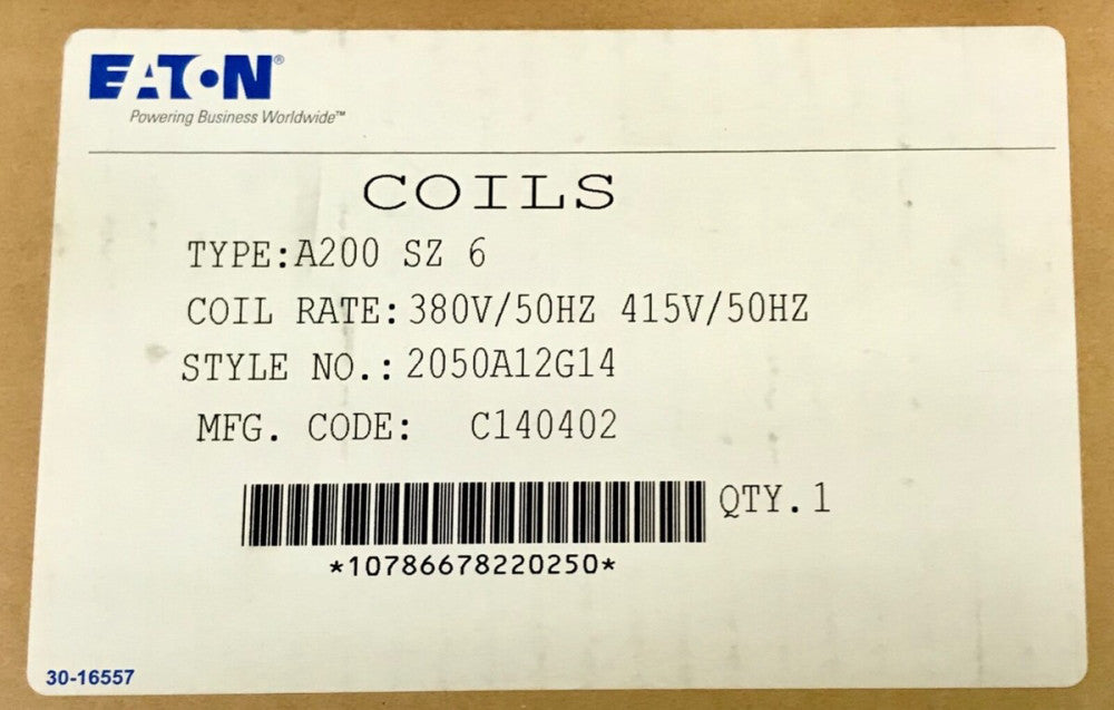 EATON CUTLER HAMMER 380 415 VAC Size 6 A200 Coil 2050A12G14