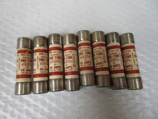 NEW LOT OF 8 SHAWMUT ONE TIME FUSE OT45 45A AMP 250Vac