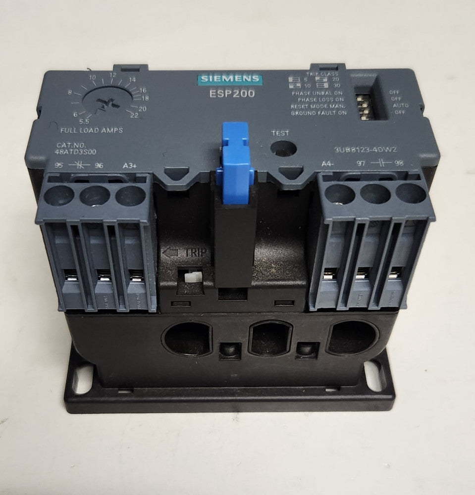 SIEMENS 48ATD3S00 Electronic ESP200 Overload Relay 5.5-22 AMP 3UB8123 4DW2