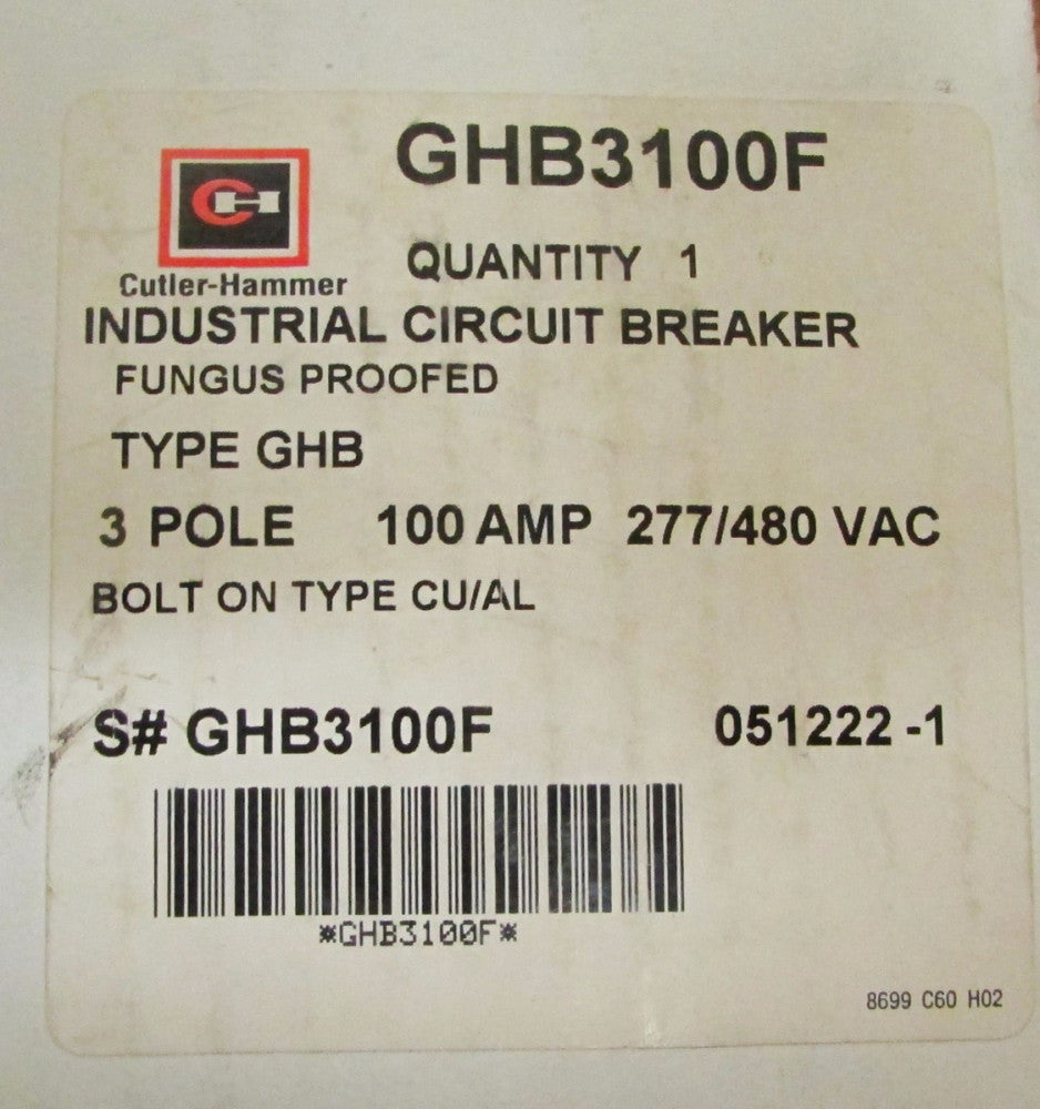 Eaton Cutler Hammer GHB3100F 3 Pole 100 Amp Mushroom Proofed Ghb Switch