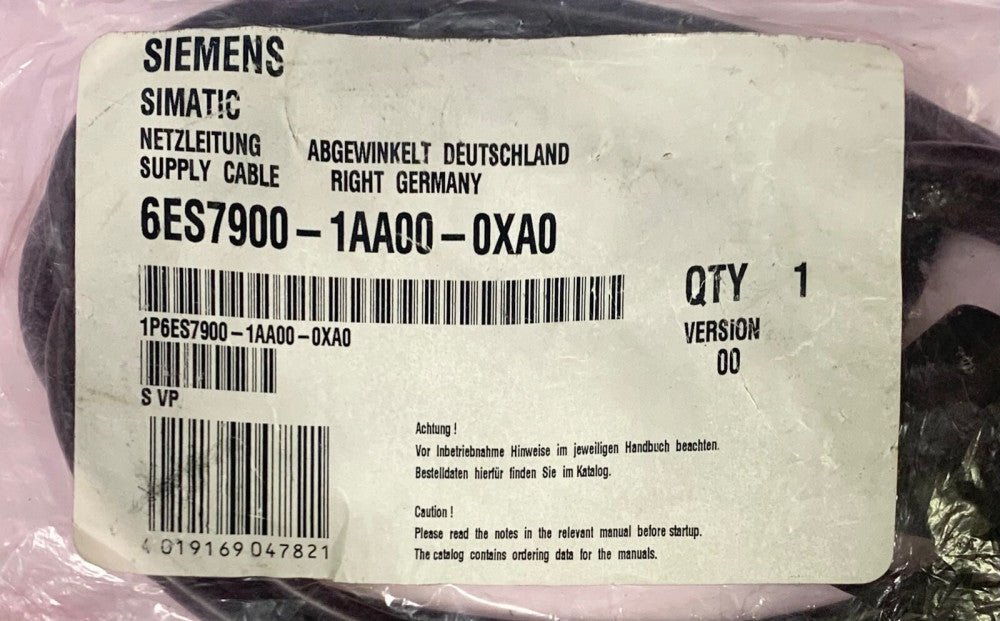 SIEMENS 6ES7900 1AA00 0XA0 SIMATIC Power Supply Cable 