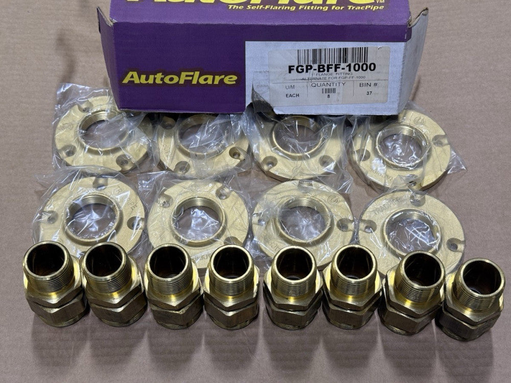 Box of 8 - TracPipe AutoFlare FGP-BFF-1000 Gas Brass 1" Flange Fitting - New