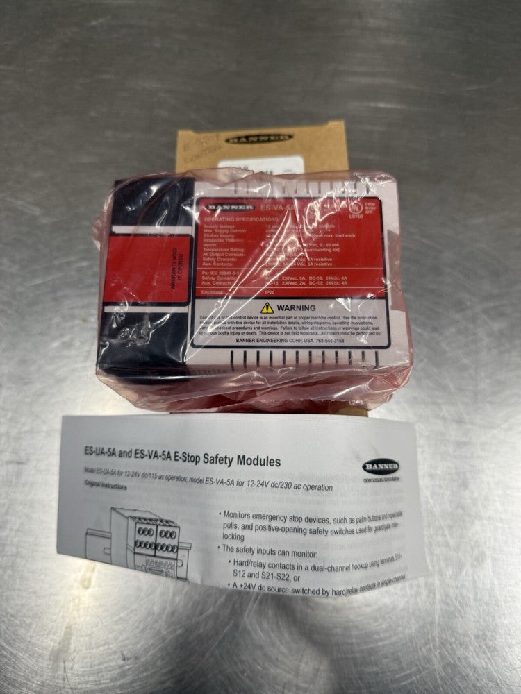 New Banner ES-VA-5A E-Stop Safety Relay 66092